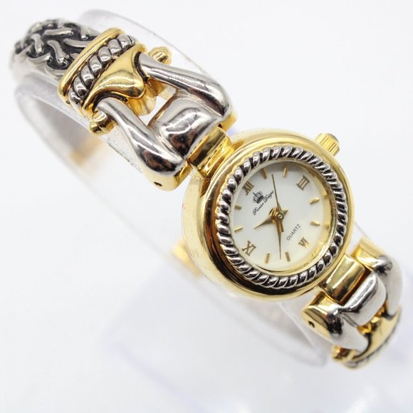 Vintage Premiere Designs Cuff Watch Womens Gold Tone Stainless Steel Round Dial - Picture 1 of 9